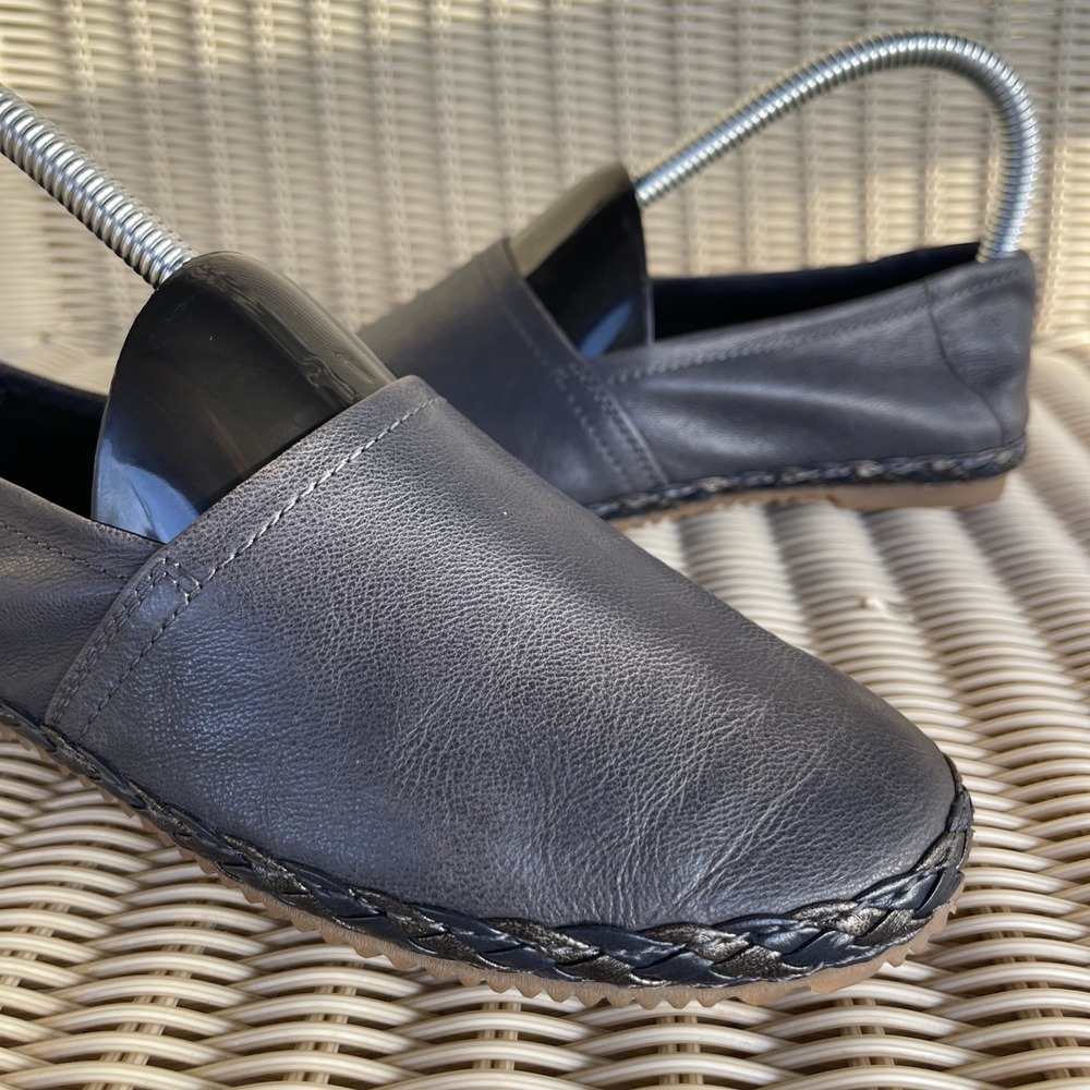 Aetrex Shoes Kylie Orthotic Navy Blue Leather Woven Slip On Comfort Casual Sz 6